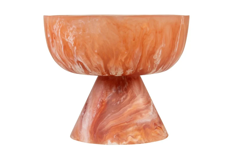Casa Padrino Luxus Schale Beige / Weinrot Ø 16 x H. 13,5 cm - Kleine Deko Schale aus transluzentem Kunstharz in Rubinrot und Creme - Luxus Deko Accessoires