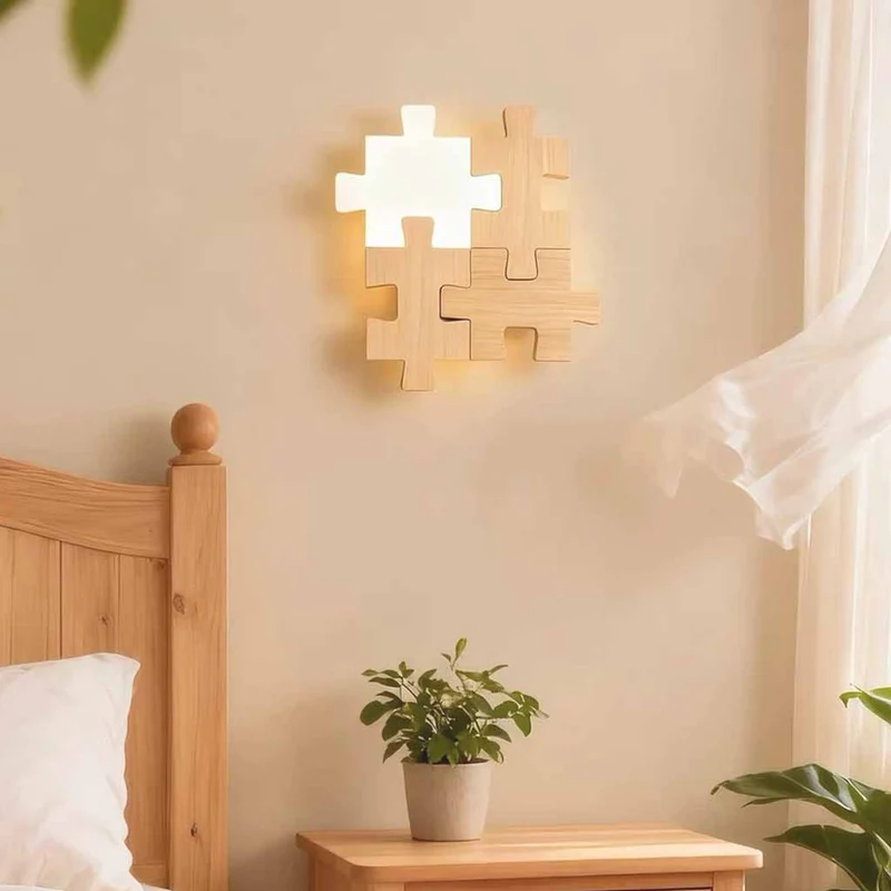 Wood Puzzle Wall Light Nordic LED