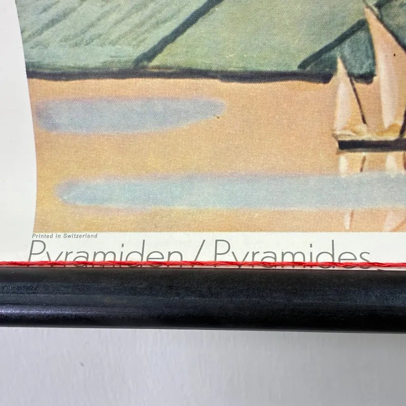 Vintage Schulkarte – Pyramiden – Geschichte Geografie Lehrtafel Rollbild Gebraucht