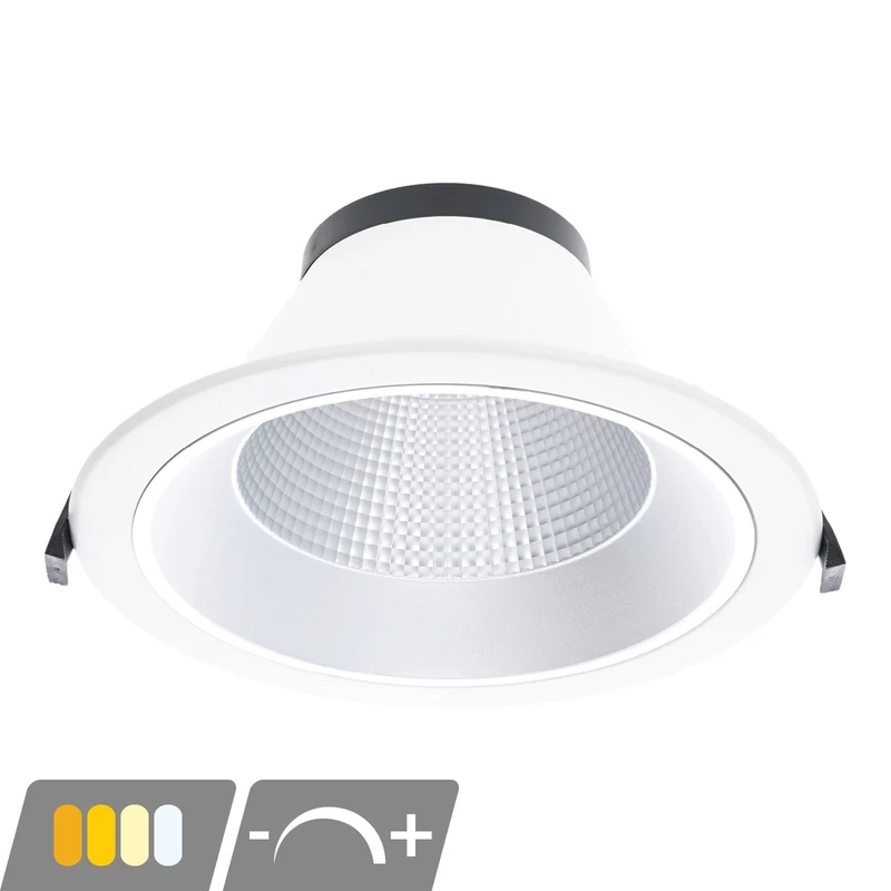 LED-Einbauleuchte | ESPA | Ø 195 mm | 15 W/20 W/25 W/30 W (Schalter) | Weiß | Farbtemperaturschalter | Dimmbar