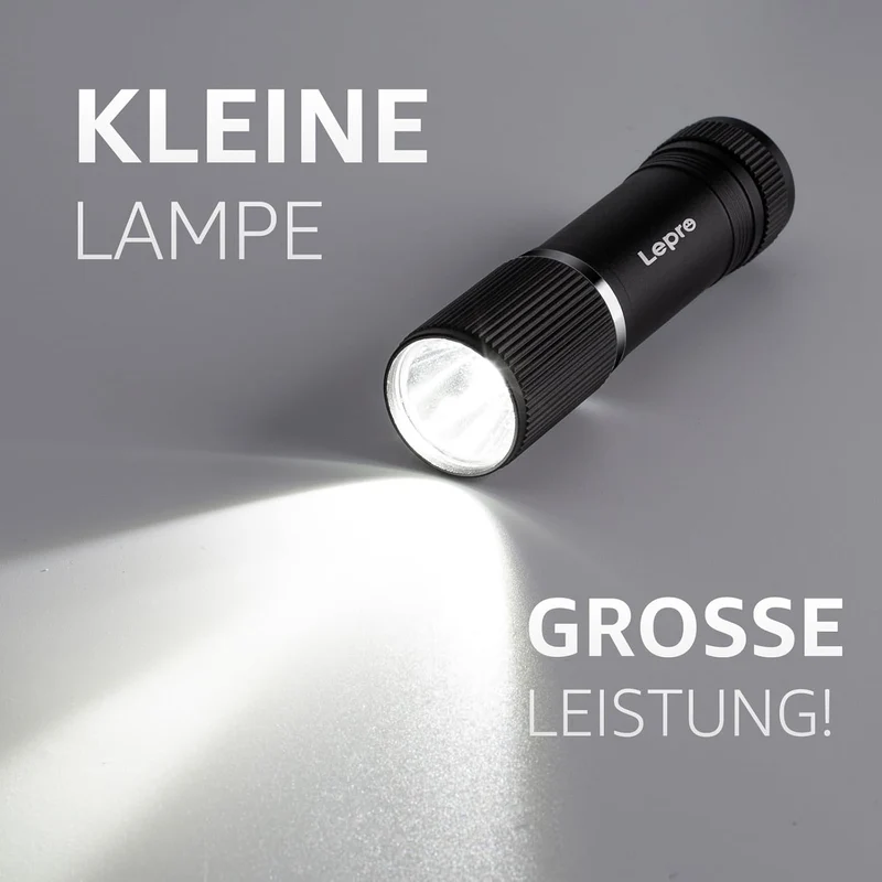 Lepro LED Taschenlampe Klein, Hell Mini Taschenlampe Batteriebetrieben, Robustes Aluminium Geh?use, IPX4 Wasserdicht, Ideal f¨¹r Camping, Notfall, Wandern & Kinder (Inkl. Batterien)