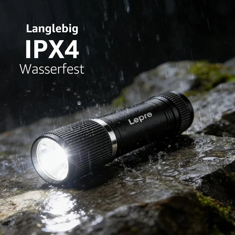 Lepro LED Taschenlampe Klein, Hell Mini Taschenlampe Batteriebetrieben, Robustes Aluminium Geh?use, IPX4 Wasserdicht, Ideal f¨¹r Camping, Notfall, Wandern & Kinder (Inkl. Batterien)