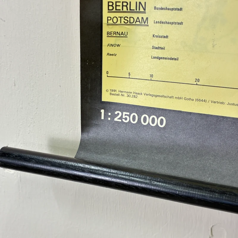 Vintage Schulkarte – Brandenburg und Berlin – Haack Gotha Geografie Lehrtafel Rollbild Gebraucht