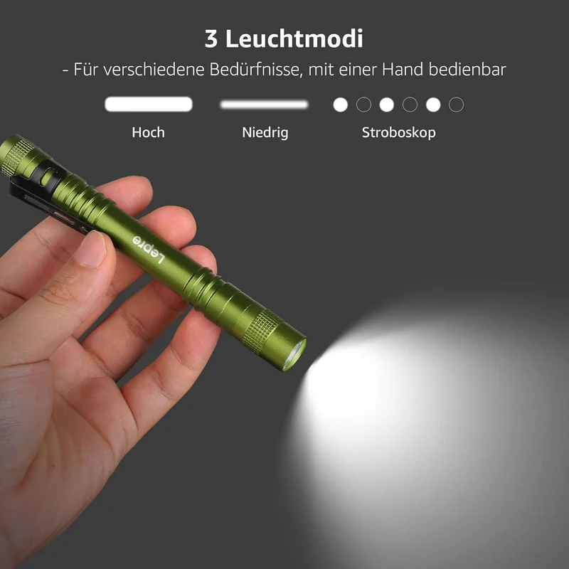Lepro Taschenlampe, Mini LED Taschenlampe, IPX4 Wasserdicht Stiftlampe, 3 Modi Handheld Taschenlampe Klein, Stift Lampe perfekt f¨¹r Inspektion, Arbeit, Reparatur (Gr¨¹n)