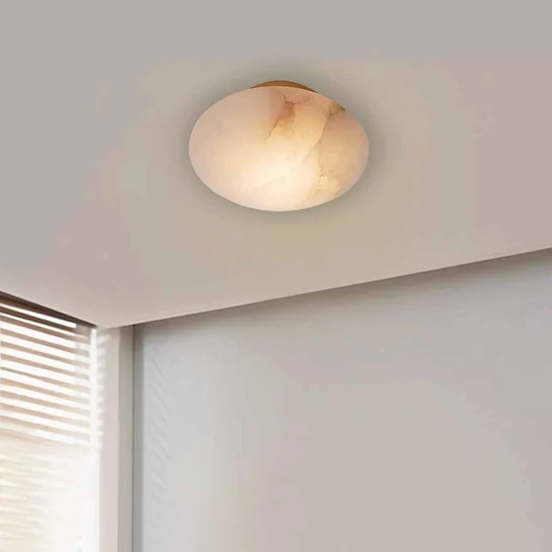 Oval Ceiling Light Alabaster Marble Flush Mount