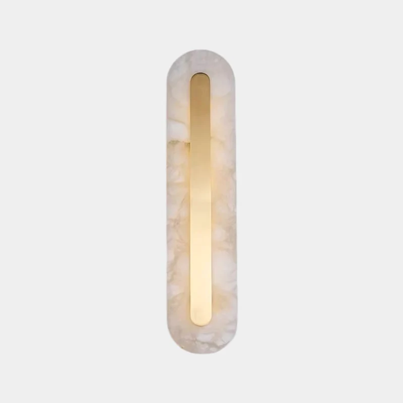 Oval Wall Light Minimalist Marble Brass LED