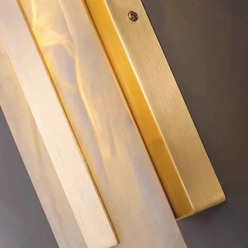 Oval Wall Light Minimalist Marble Brass LED
