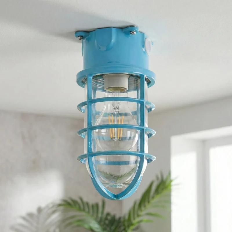 Maritim Schott Unterputz Deckenleuchte Drahtkäfig | E27 Bunker Lampe ~4084
