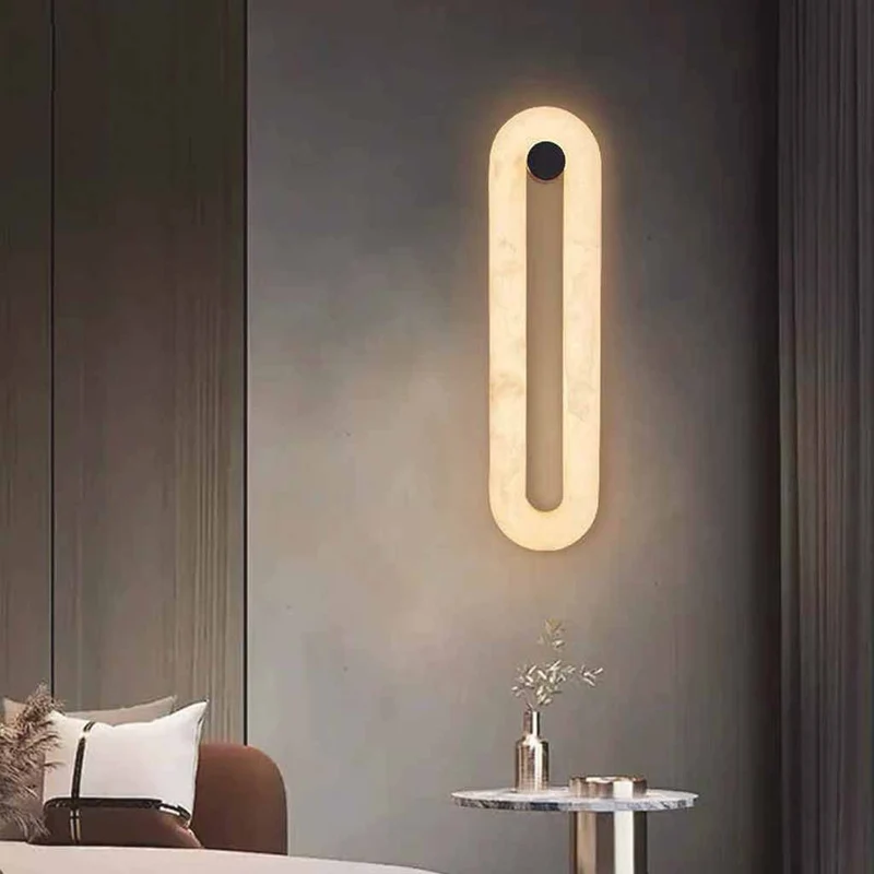 Oval Wall Sconce Light Minimalist Alabaster LED