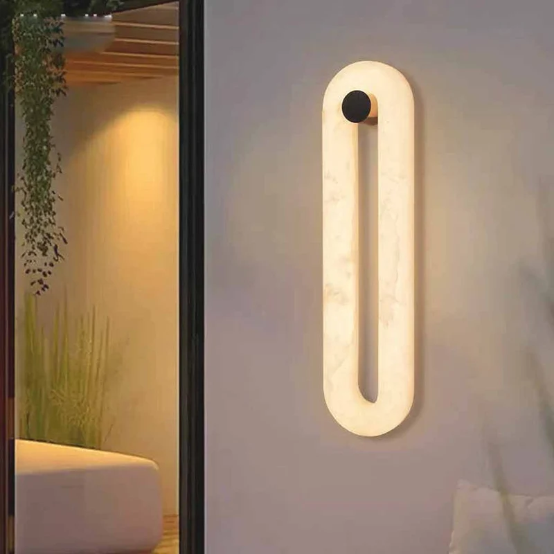 Oval Wall Sconce Light Minimalist Alabaster LED