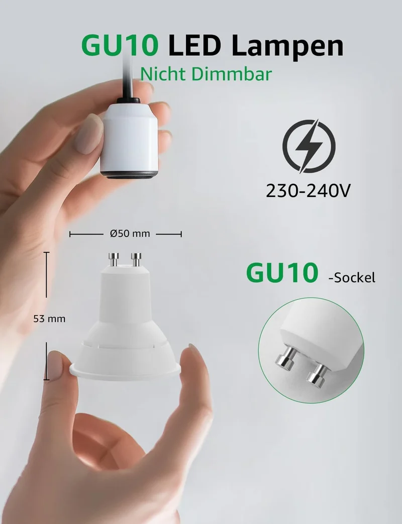 Lepro GU10 LED Neutralweiß 2W Lampe, 4000K, 360 Lumen, 38° Abstrahlwinkel, Nicht dimmbar Reflektorlampe, Energiesparendes GU10 LED Leuchtmittel für Wohnzimmer, Küche, Schlafzimmer, 4 Stück