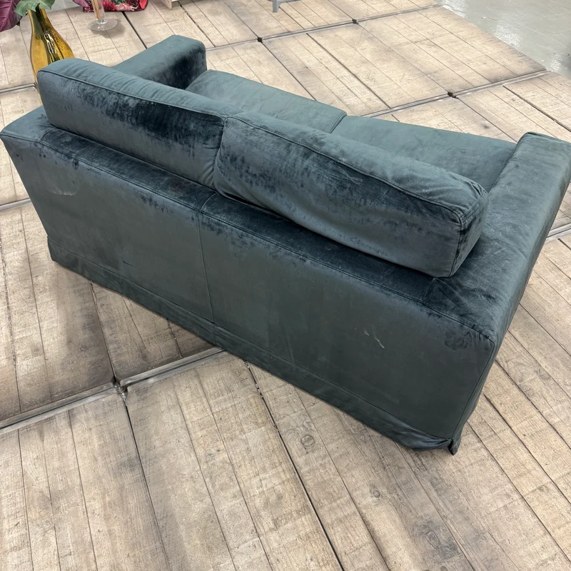 Schlafsofa Ausziehsofa 2-Sitzer Samt Petrol / Blau-Grün Couch Schlafcouch Gebraucht
