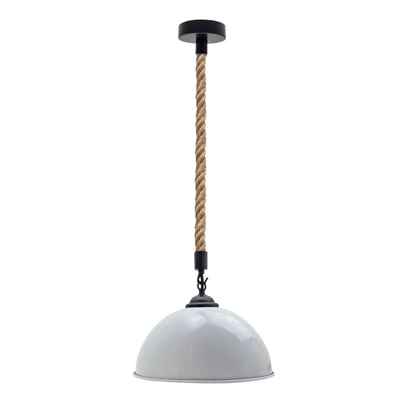 Industrial Kuppel Seil Pendelleuchte Ø40cm | E27 Hanfseil Esstischlampe 1m~4123