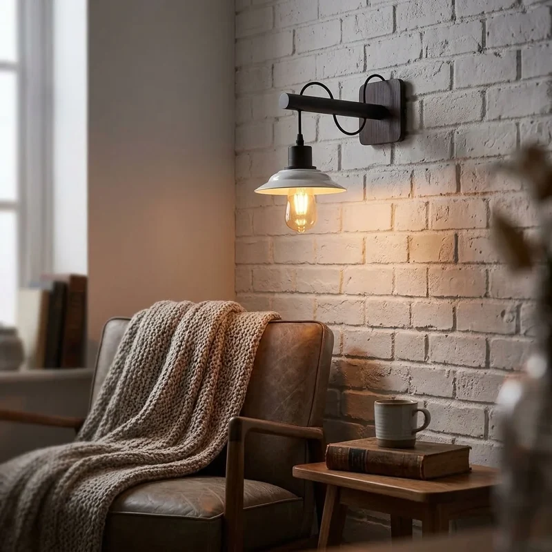 Moderne Wandleuchte Schwarz Weiß | E27 Industrial Flur Wandlampe als Set~4118