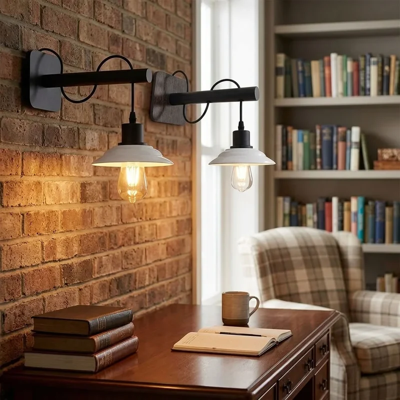 Moderne Wandleuchte Schwarz Weiß | E27 Industrial Flur Wandlampe als Set~4118