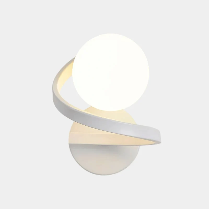 Glass Ball Wall Light Small Spiral Globe Indoor, White