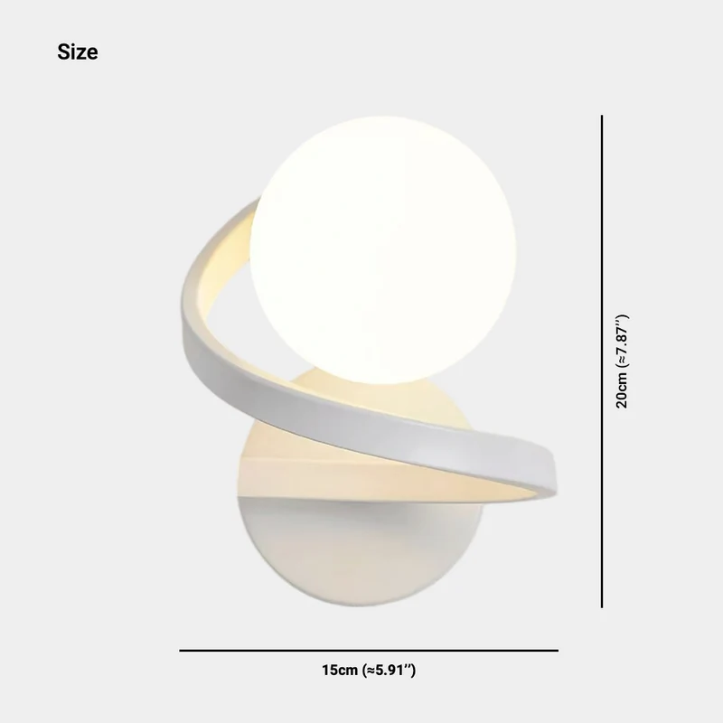 Glass Ball Wall Light Small Spiral Globe Indoor, White