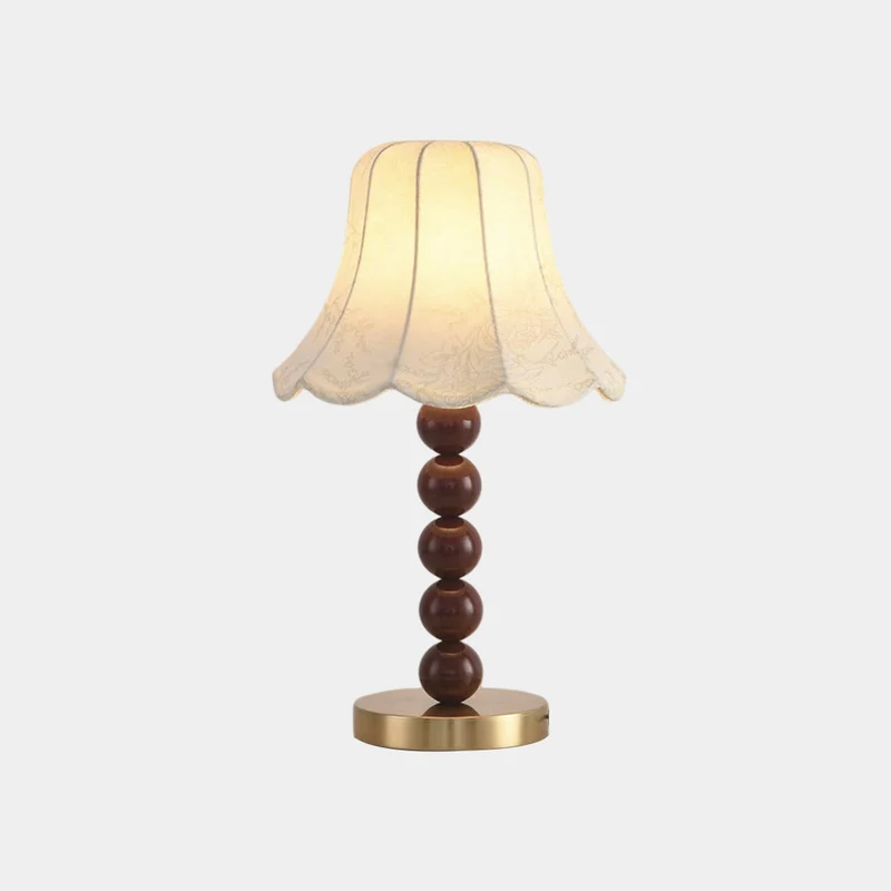 Fabric Shade Table Lamp Decorative Wood Bead