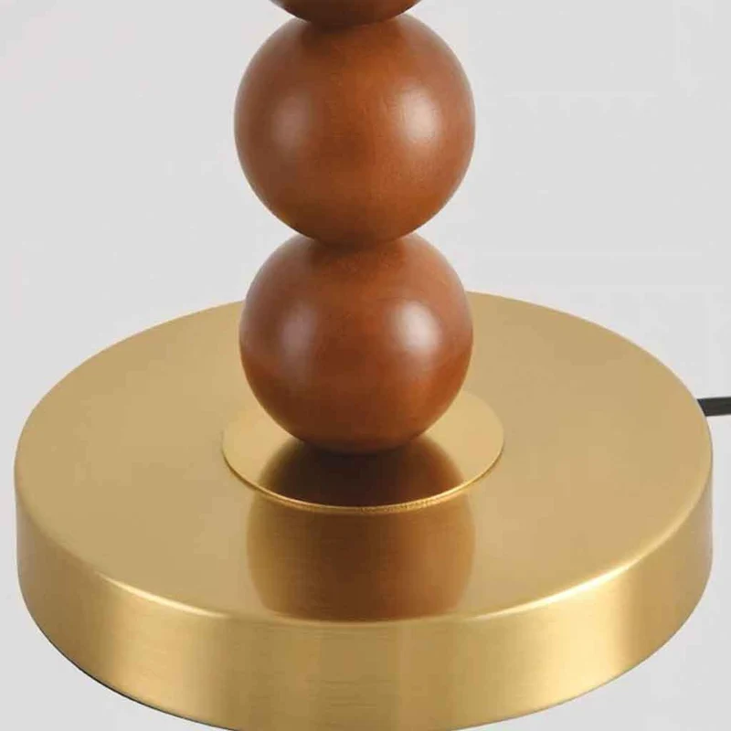 Fabric Shade Table Lamp Decorative Wood Bead