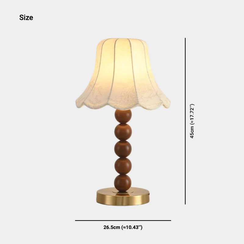 Fabric Shade Table Lamp Decorative Wood Bead