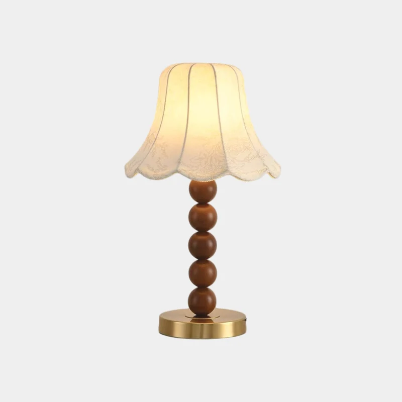 Fabric Shade Table Lamp Decorative Wood Bead