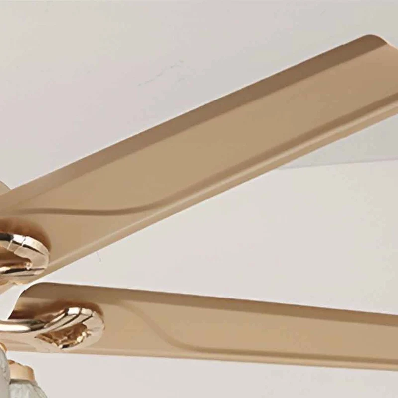Vintage Semi Flush Gold Ceiling Fan with Light, 4 Blades