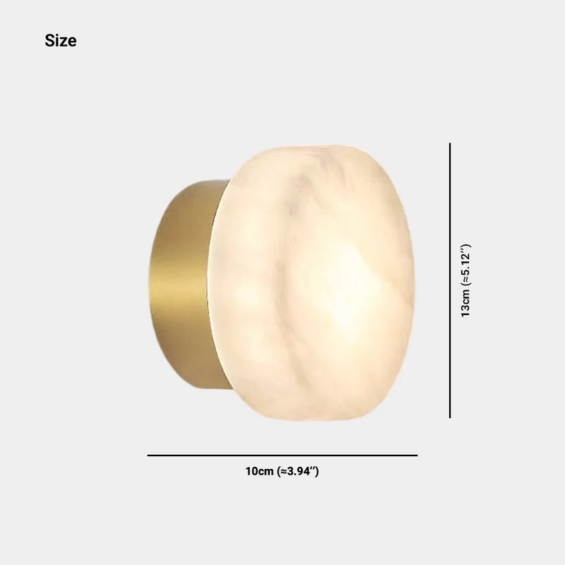 Cylindrical Wall Light Marble Alabaster, Black / Gold