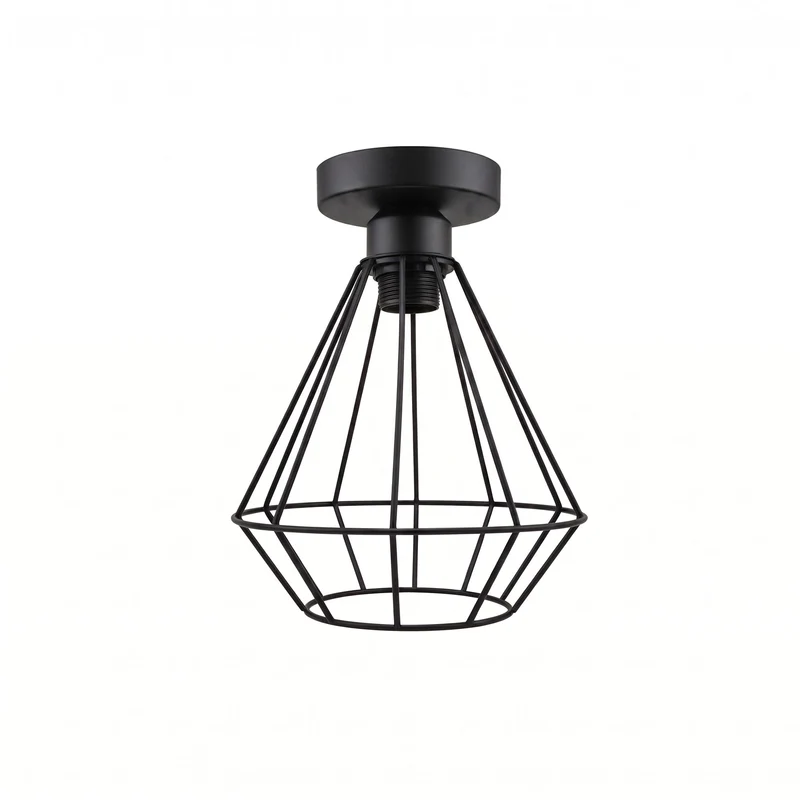 Unterputz Deckenleuchte Käfig – Vintage Industrie Diamantlampe | Schwarz | E27 ~4098