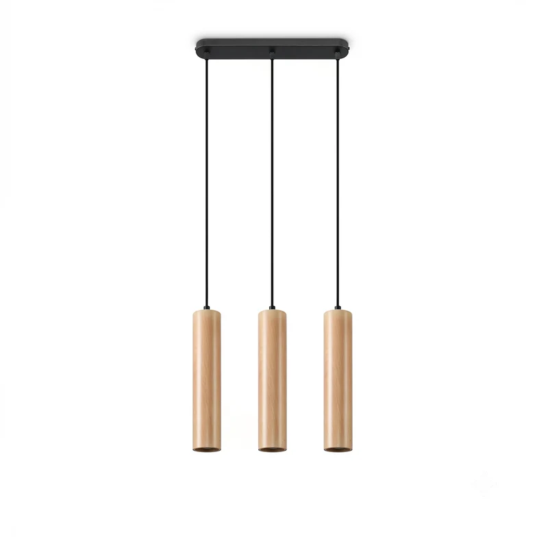 3-flammige Hängeleuchte industriell & Holz – Nivara