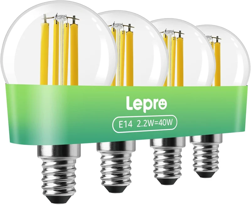 Lepro Energieklasse A E14 LED warmweiss Lampe 2.2W 470 Lumen P45 2700K Warmweiß LED Glühbirne,entspricht 40W Glühlampe,300° Abstrahlwinkel Nicht Dimmbar Energiesparlampe, 4er-Pack