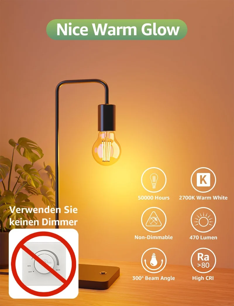 Lepro Energieklasse A E14 LED warmweiss Lampe 2.2W 470 Lumen P45 2700K Warmweiß LED Glühbirne,entspricht 40W Glühlampe,300° Abstrahlwinkel Nicht Dimmbar Energiesparlampe, 4er-Pack