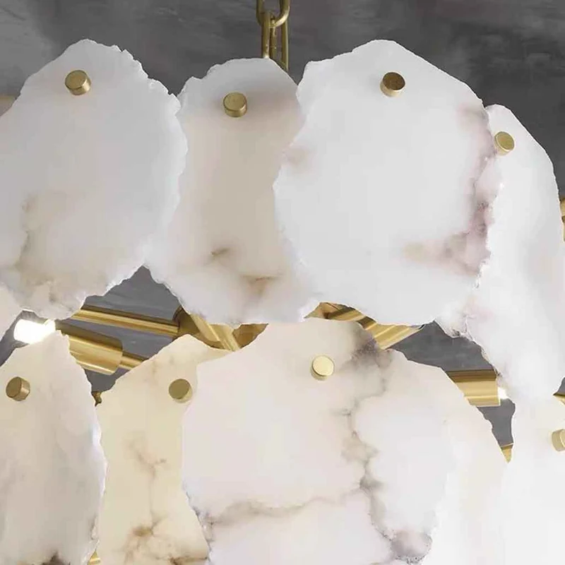 Alabaster 3 Tiers Chandelier Luxury Brass