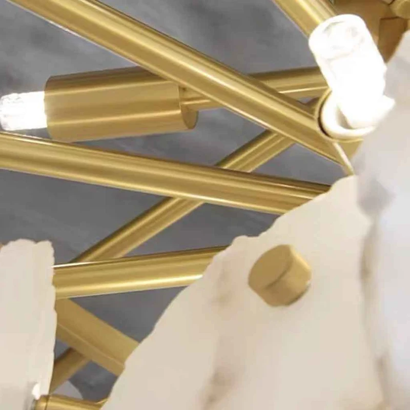 Alabaster 3 Tiers Chandelier Luxury Brass