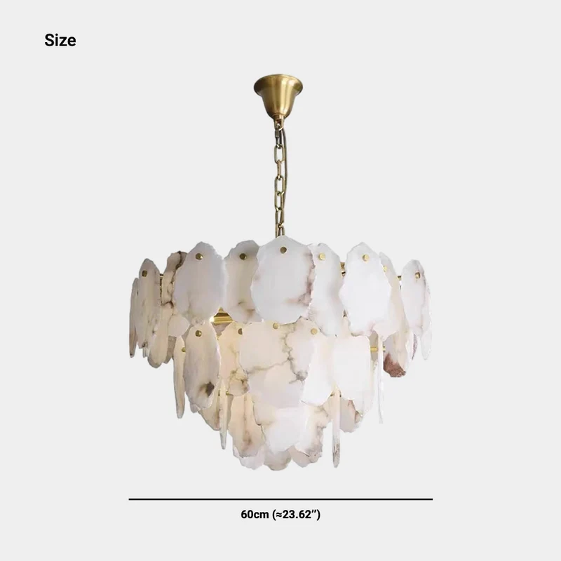 Alabaster 3 Tiers Chandelier Luxury Brass