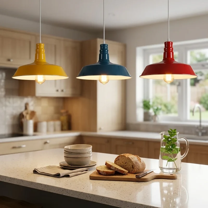 Modern Esstisch Pendelleuchte Groß | E27 Farbige Kücheninsel Lampe~3713