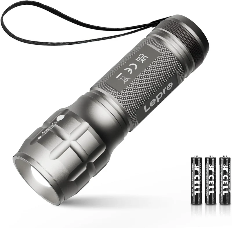 Lighting EVER LED Taschenlampe Klein, Extrem Hell & Zoombar Mini Taschenlampen Batteriebetrieben f¨¹r Kinder, Wasserdichte Handlampe f¨¹r Camping, Outdoor, Notf?lle (Gunmetal)