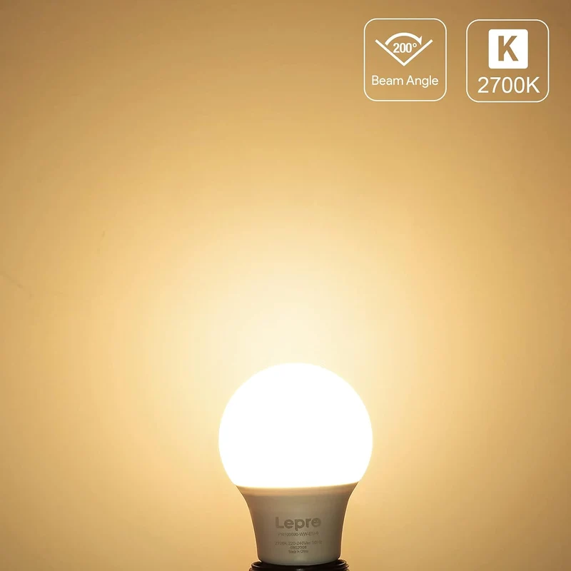 Lepro E27 LED Warmweiss Gl¨¹hbirne, 7.5 Watt ersetzt 60W Halogenlampe, 750 Lumen Birne, A60 LED Lampe, 2700 Kelvin Warmwei?, 200¡ã Abstrahlwinkel Energiesparlampe, 6 St¨¹ck