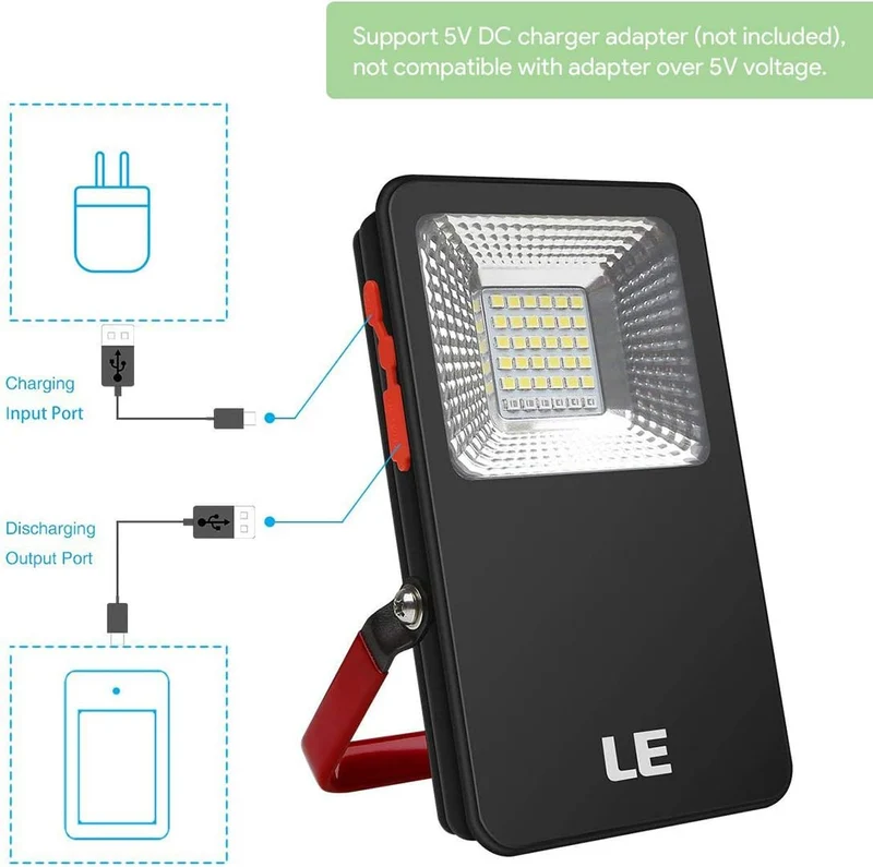 LE LED Campinglampe, Superhell 700 Lumen Wiederaufladbare Suchscheinwerfer mit 5400mAh Powerbank, Magnete & Haken, Dimmbar Notfallleuchte mit 3 Lichtmodi f¨¹r Stromausf?llen, Wandern, Zelt, usw.