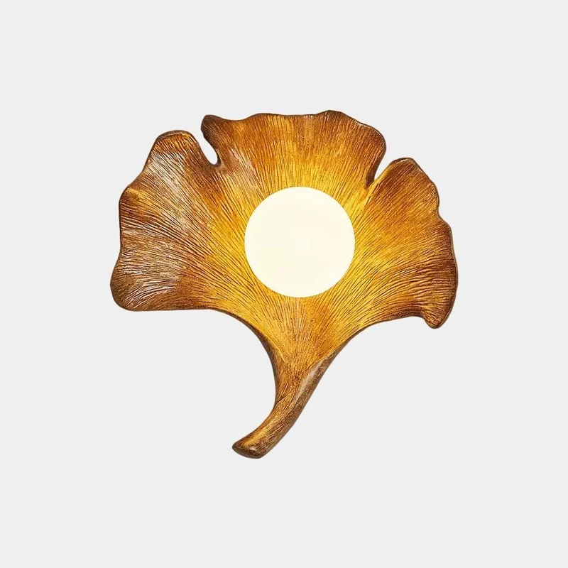 Ginkgo Leaf Wall Lamp Fiberglass with Globe, 4 Colors