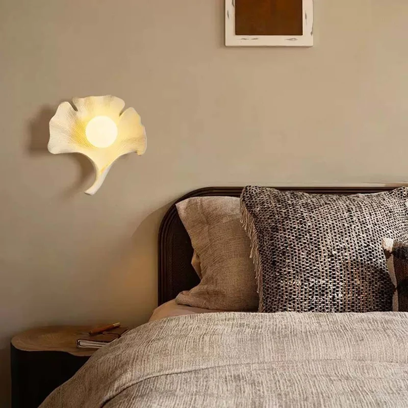 Ginkgo Leaf Wall Lamp Fiberglass with Globe, 4 Colors