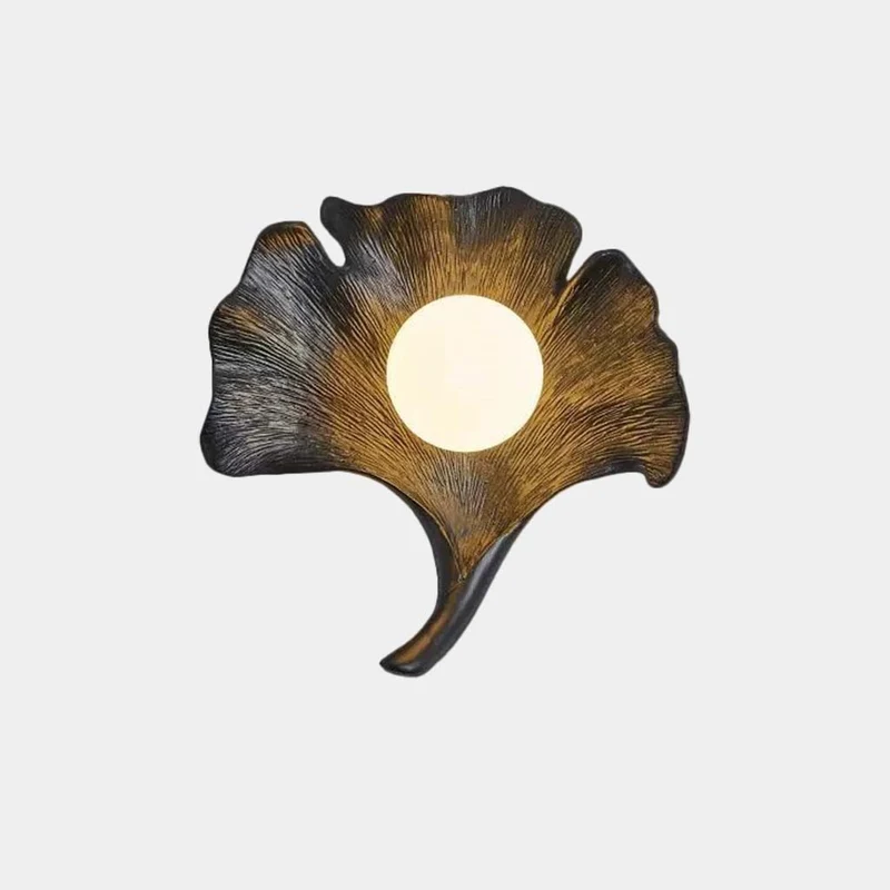 Ginkgo Leaf Wall Lamp Fiberglass with Globe, 4 Colors