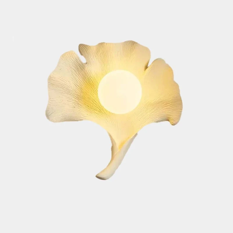 Ginkgo Leaf Wall Lamp Fiberglass with Globe, 4 Colors