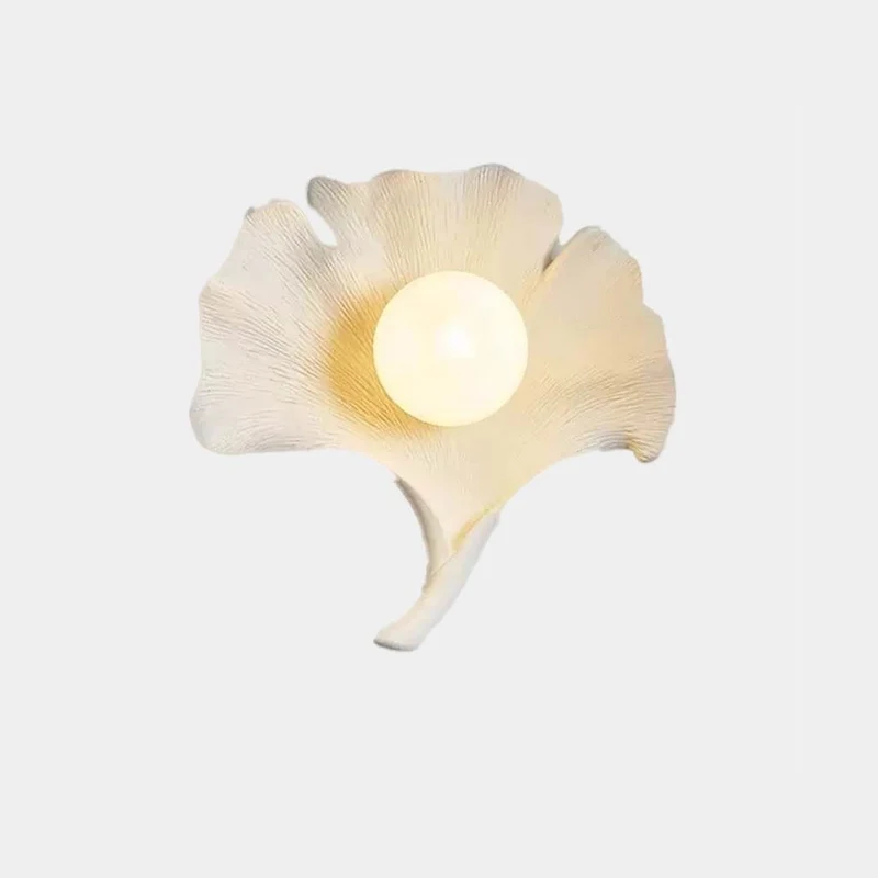 Ginkgo Leaf Wall Lamp Fiberglass with Globe, 4 Colors