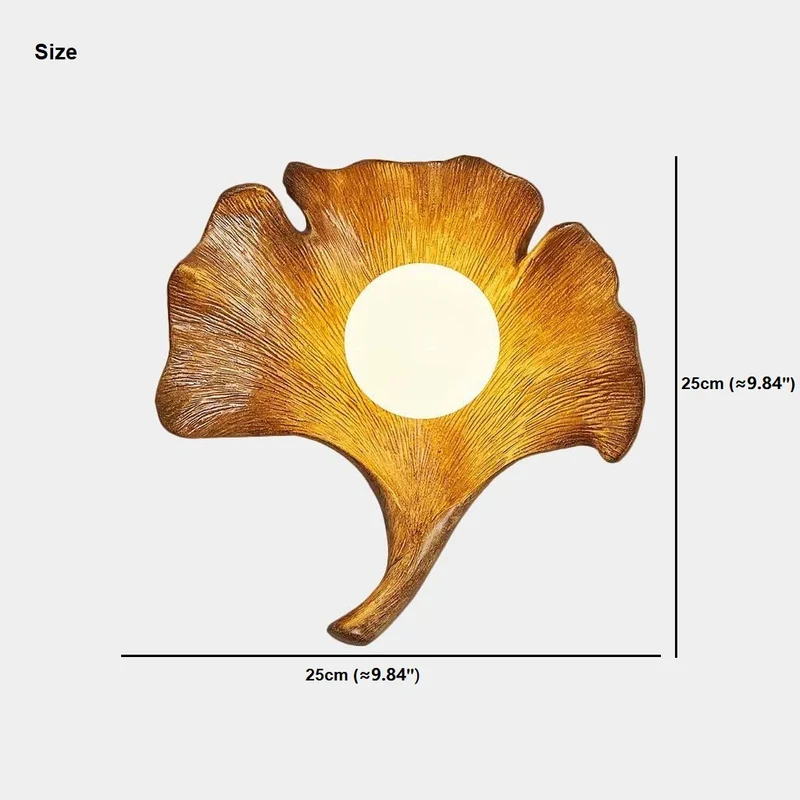 Ginkgo Leaf Wall Lamp Fiberglass with Globe, 4 Colors