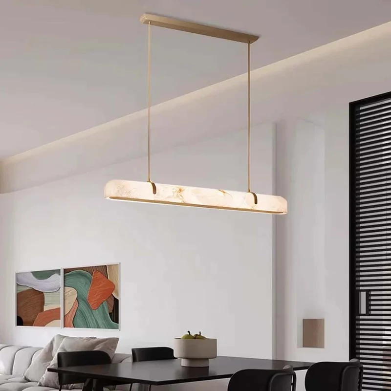 Alabaster Linear Chandelier Pendant Light LED Dimmable