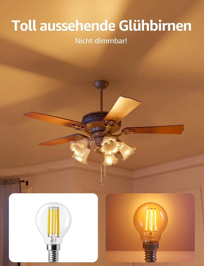 Lepro Energieklasse A E14 LED warmweiss Lampe 2.2W 470 Lumen P45 2700K Warmweiß LED Glühbirne,entspricht 40W Glühlampe,300° Abstrahlwinkel Nicht Dimmbar Energiesparlampe, 2er-Pack