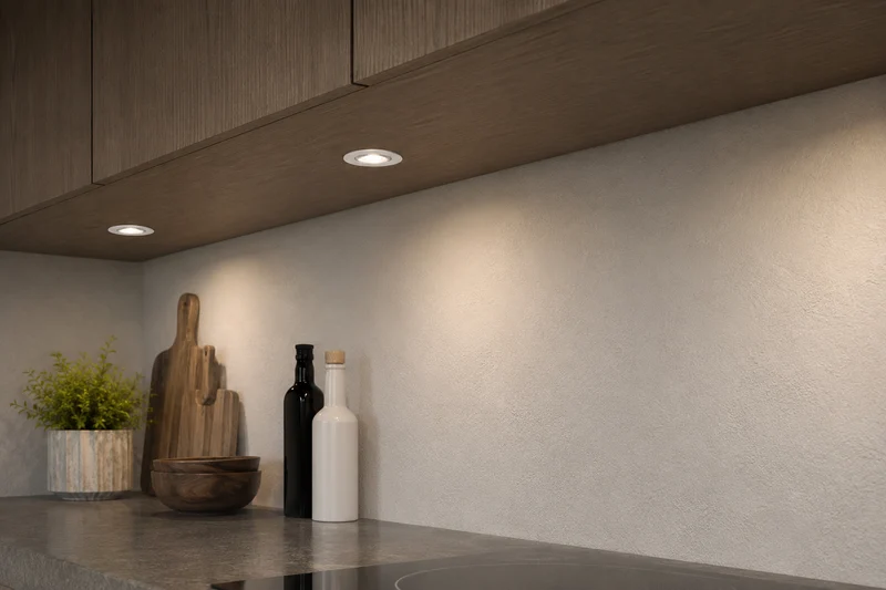 6x Baston LED Einbaustrahler Küche Ø55mm | dimmbare Küchenbeleuchtung | Unterbauleuchte Küche & Schrankbeleuchtung | 2700K | inkl. Fernbedienung | 3W | Weiß