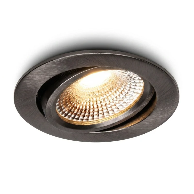 LED-Einbaustrahler Gunmetal | 5W | CCT-Switch | Rund | Dimmbar | Geringe Einbautiefe | 68-78mm Sägeschnitt