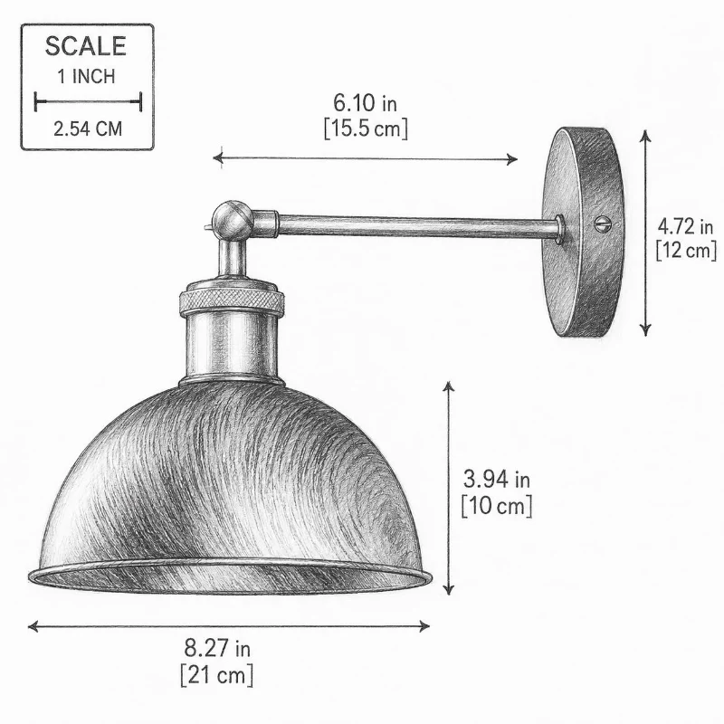 Wandlampe Vintage 180° verstellbar | E27 Wandleuchte ~4020