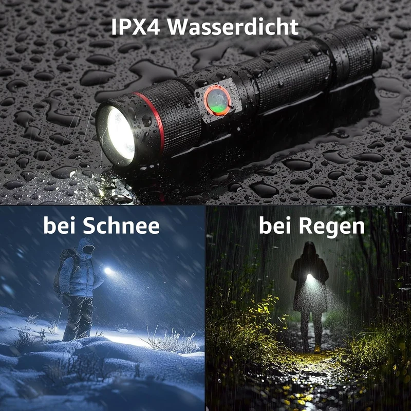 Lepro Taschenlampe LED Aufladbar, USB A-C Klein Taschenlampe Extrem Hell, 5 Lichtmodi, IPX4 Wasserdicht, Zoombare Flashlight f¨¹r Kinder, Camping, Wandern, Notf?lle